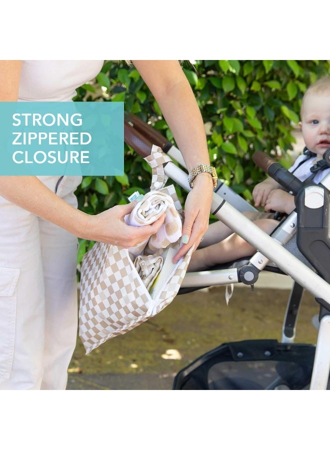 Bumkins Waterproof Wet Bag for Baby, Travel, Swim Suit, Cloth Diapers, Pump Parts, Pool, Gym, Toiletry, Strap to Stroller, Daycare, Zip Reusable Bag, Wetdry Packing Pouch, 2-pk Palm Trees, Sand Check - Image 3