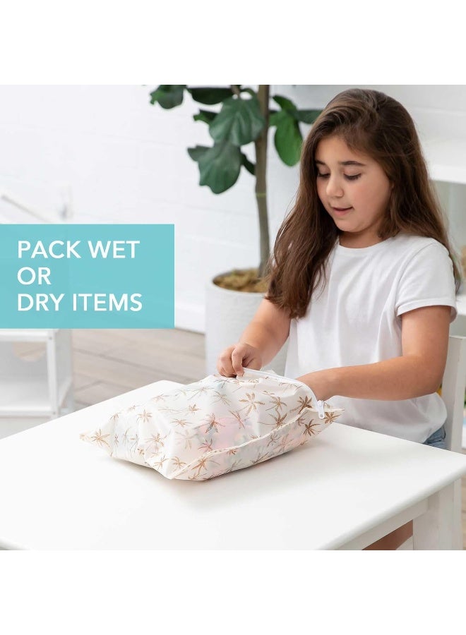 Bumkins Waterproof Wet Bag for Baby, Travel, Swim Suit, Cloth Diapers, Pump Parts, Pool, Gym, Toiletry, Strap to Stroller, Daycare, Zip Reusable Bag, Wetdry Packing Pouch, 2-pk Palm Trees, Sand Check - Image 4