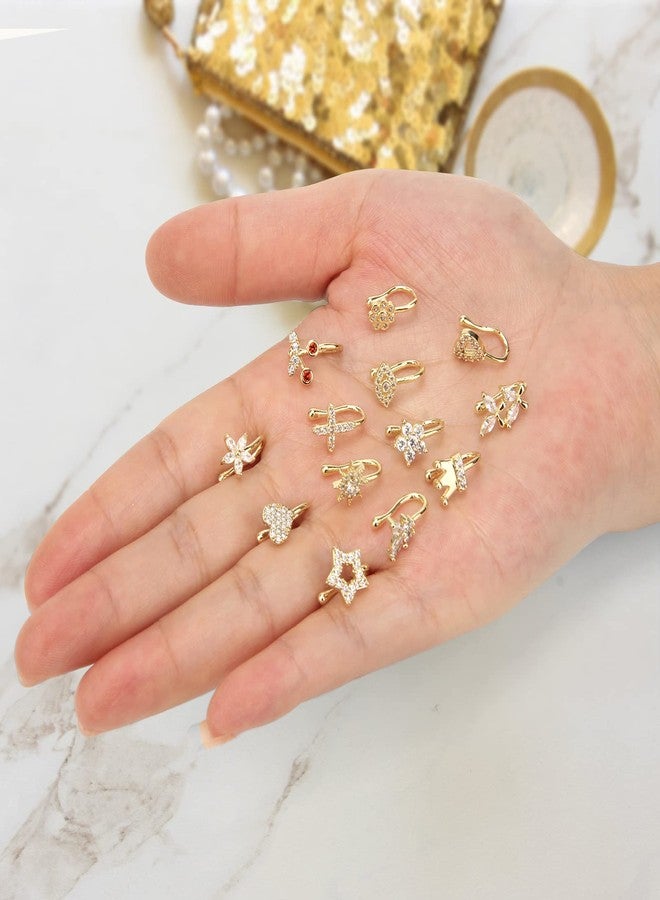 CrazyPiercing 24Pcs Fake Nose Ring CZ African Nose Cuffs Gold Faux Septum Nose Rings Clip on Nose Jewelry for Woman Non Pierced Jewelry - Image 3