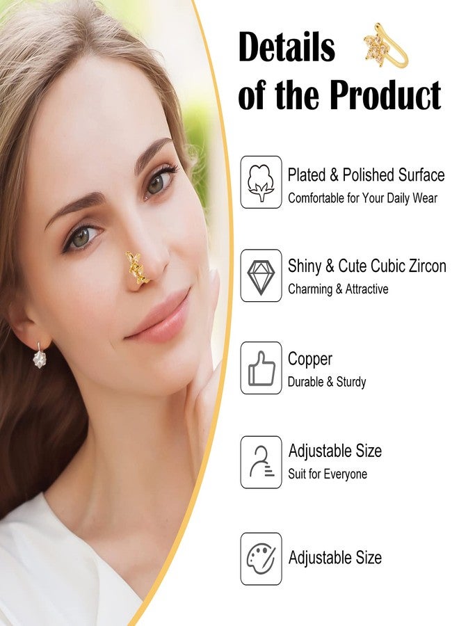 CrazyPiercing 24Pcs Fake Nose Ring CZ African Nose Cuffs Gold Faux Septum Nose Rings Clip on Nose Jewelry for Woman Non Pierced Jewelry - Image 2