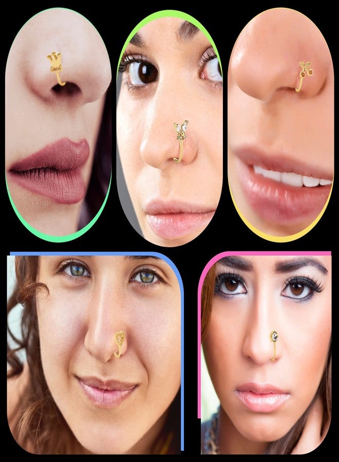 CrazyPiercing 24Pcs Fake Nose Ring CZ African Nose Cuffs Gold Faux Septum Nose Rings Clip on Nose Jewelry for Woman Non Pierced Jewelry - Image 5