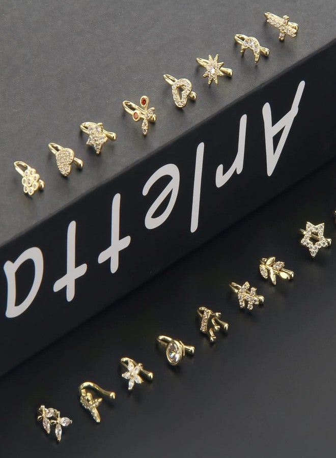 CrazyPiercing 24Pcs Fake Nose Ring CZ African Nose Cuffs Gold Faux Septum Nose Rings Clip on Nose Jewelry for Woman Non Pierced Jewelry - Image 4