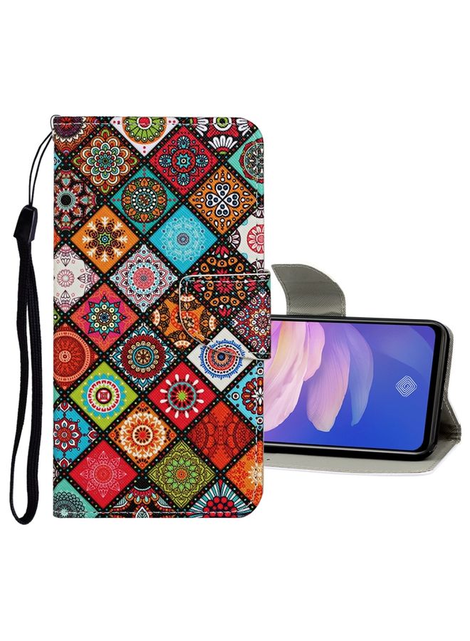 BGM Case Cover For Vivo Y91C Colored Drawing Pattern Horizontal Flip Leather Case with Holder & Card Slots & Wallet Ethnic Style