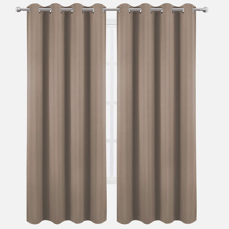 LEMOMO Blackout Curtains 66 x 84 inch/Cappuccino Curtains Set of 2 Panels/Thermal Insulated Room Darkening Bedroom Curtains - Image 2