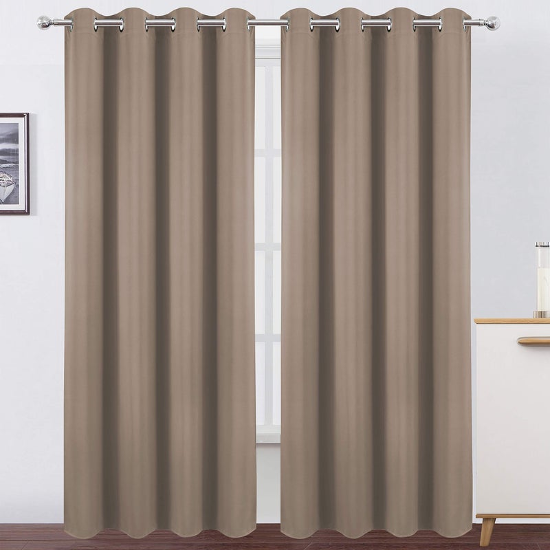 LEMOMO Blackout Curtains 66 x 84 inch/Cappuccino Curtains Set of 2 Panels/Thermal Insulated Room Darkening Bedroom Curtains - Image 1