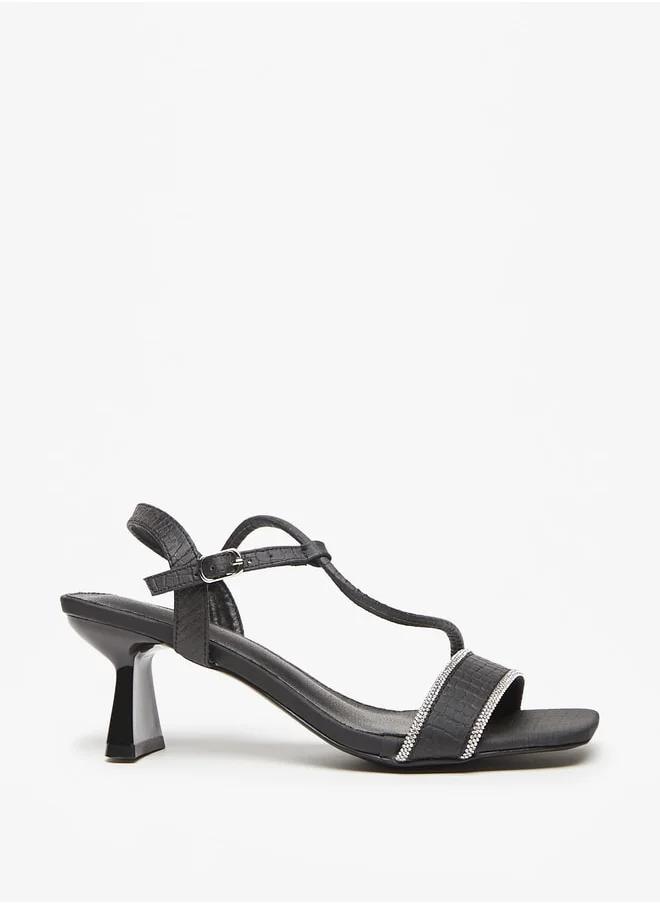 Flora Bella By Shoexpress Women's Embellished Sandals with Flared Heels and Buckle Closure Ramadan Collection