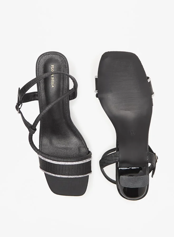 Flora Bella By Shoexpress Women's Embellished Sandals with Flared Heels and Buckle Closure Ramadan Collection
