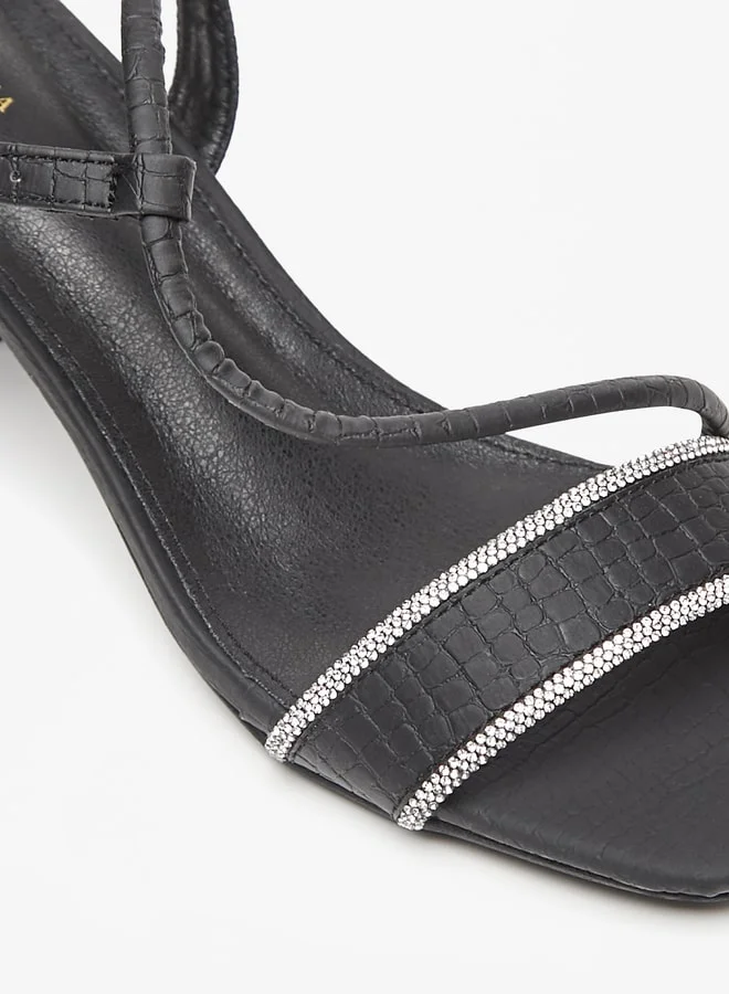 Flora Bella By Shoexpress Women's Embellished Sandals with Flared Heels and Buckle Closure Ramadan Collection