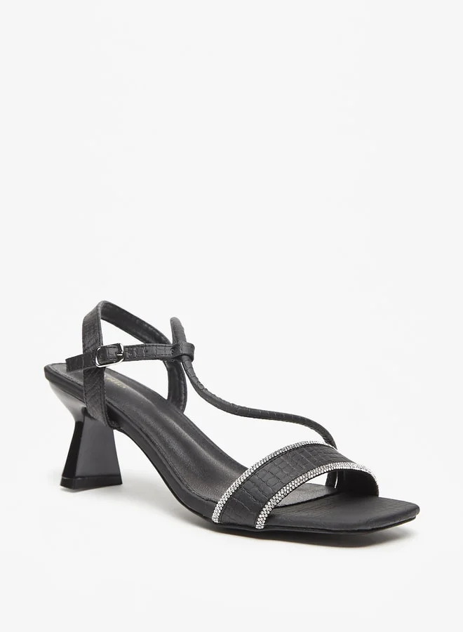 Flora Bella By Shoexpress Women's Embellished Sandals with Flared Heels and Buckle Closure Ramadan Collection