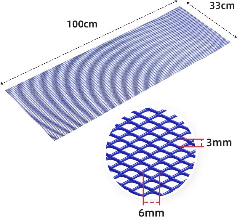 AggAuto Universal 40"x13" Car Grill Mesh - Aluminum Alloy Automotive Grille Insert Bumper Rhombic Hole 3x6mm, One of the Most Multifunctional Shape Grids Blue - Image 4