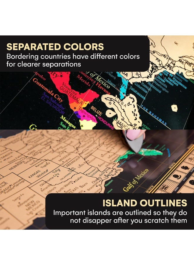 Generic Scratch Off World Map Poster + Deluxe United States Map – Includes Complete Accessories Set & All Country Flags – Premium Wall Art Gift for The Loved Ones – Bonus USA Traveler’s eBook  - Image 5