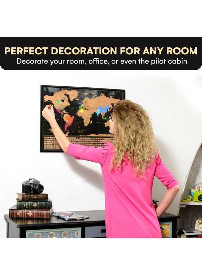 Generic Scratch Off World Map Poster + Deluxe United States Map – Includes Complete Accessories Set & All Country Flags – Premium Wall Art Gift for The Loved Ones – Bonus USA Traveler’s eBook  - Image 4