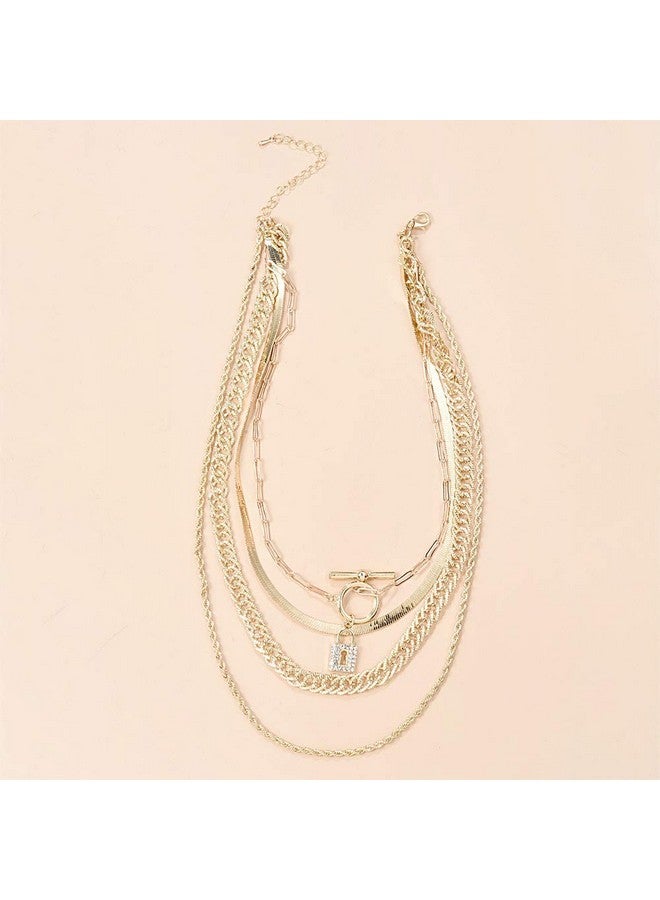 Chargances Gold Snake Bone Chain Necklace For Women Iced Out Lock Toggle Chain Choker Necklace Ladies Boho Jewelry Punk Cuban Link Chain - Image 3