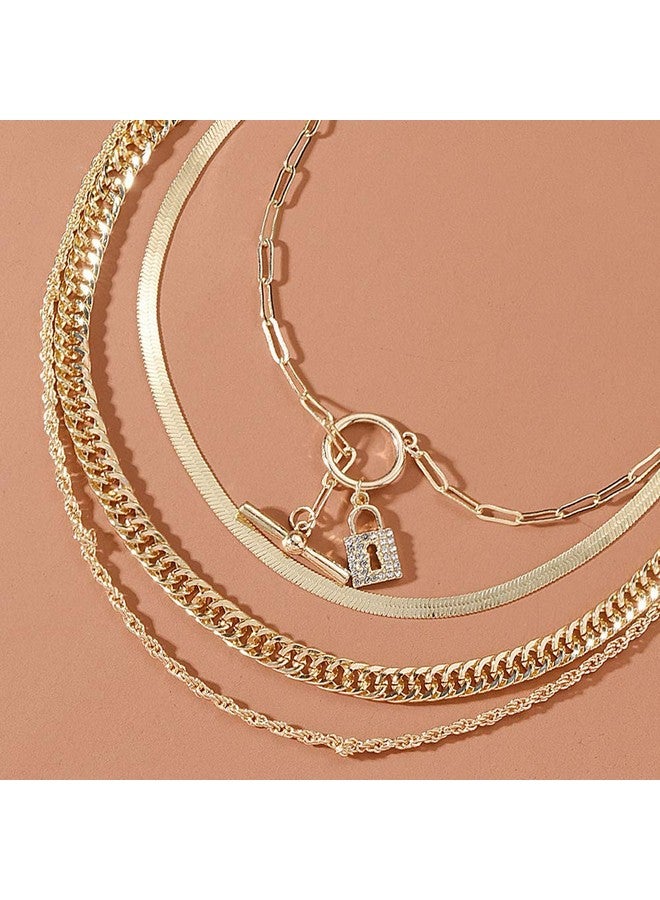 Chargances Gold Snake Bone Chain Necklace For Women Iced Out Lock Toggle Chain Choker Necklace Ladies Boho Jewelry Punk Cuban Link Chain - Image 2
