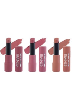 Mars MARS Matte Box Set of 3 Lipsticks for Women | Long-Lasting | Smooth Finish | Moisturising | One Swipe Pigmentation (3x3.2 gm) (02-Peaches & Nudes)  - Image 4