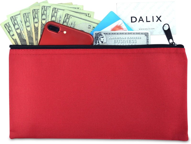 DALIX Bank Bags Money Pouch Secur Deposit Utility Zipper Coin Bag Red 2 Pack - Image 4