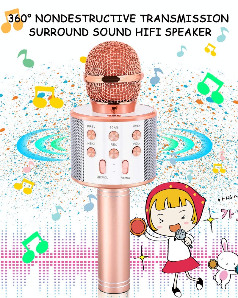 Dodosky Toys for Girls Age 5-12, Wireless Bluetooth Karaoke Microphone for Kids Popular Toys for 5 6 7 8 9 10 11 12 Year Olds Girls Boys Best Gifts for 5-12 Year Olds Girl Boy Teen - Champagne - Image 5