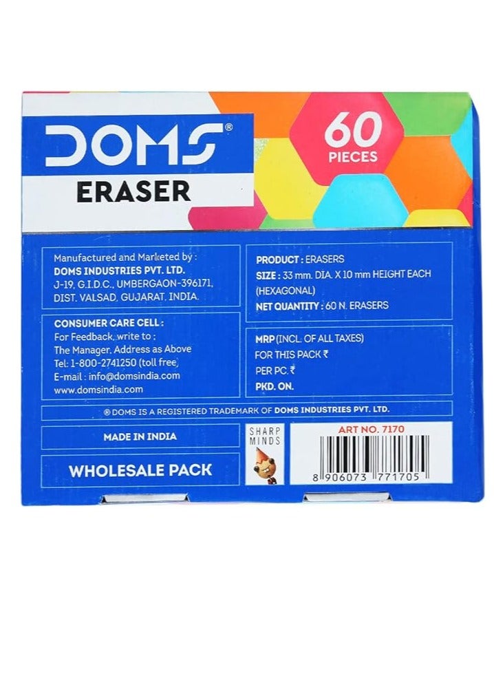 DOMS 60-PIECES Neon Hex Eraser Display Box.  - Image 2