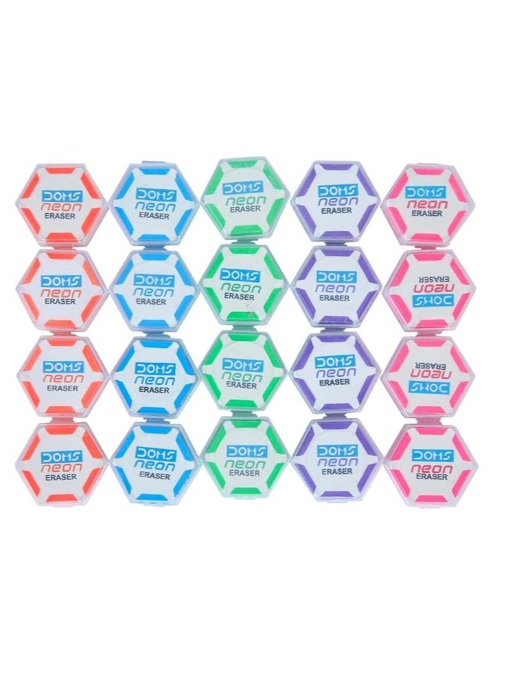 DOMS 60-PIECES Neon Hex Eraser Display Box.  - Image 3