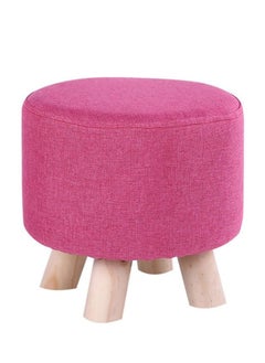LINGWEI Round Stool Ottoman Footrest Stool with Wooden Legs Sitting Pouffe Chair Shoe Change Bench Febric Padded Seat  - Image 1