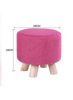 LINGWEI Round Stool Ottoman Footrest Stool with Wooden Legs Sitting Pouffe Chair Shoe Change Bench Febric Padded Seat  - Image 4