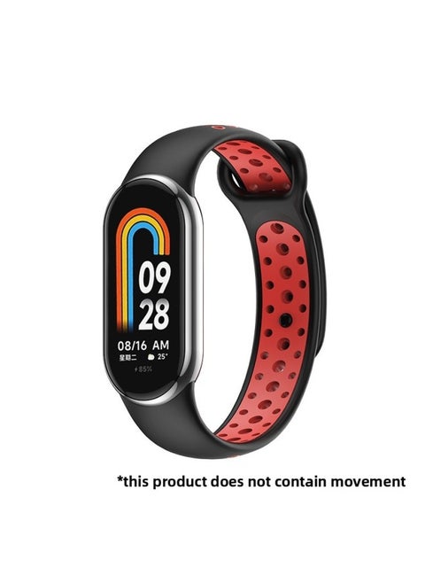 Suitable For Mi Bracelet 8 Strap Sports Style Nike Two-color Breathable Strap Mi8 Band Split Quick Release Wrist Strap-Color:Black And Red