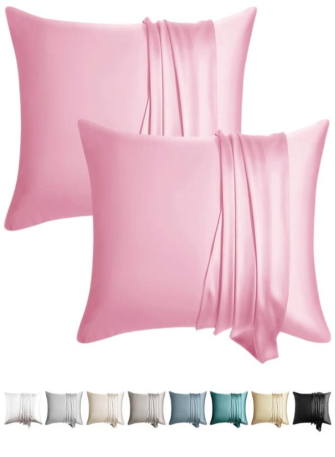 WLOSJ 100% Silk Pillowcase for Hair and Skin Toddler Size 2 Pack Mulberry Silk Pillow Case 13 x 18 Inches Highest 6A Silk Kids/Travel Pillow Cover Soft Breathable Cooling with Hidden Zipper, Pink - Image 1