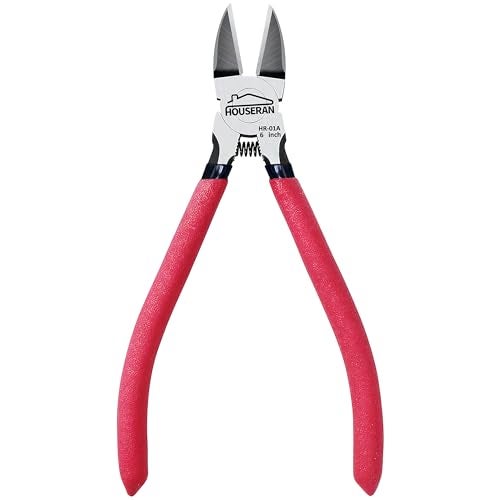 HOUSERAN 6 inch Side Cutter - Diagonal and Spring Loaded Wire Cutters with Non-slip Red Handle, Ideal for Jewelry, Crafting, Zip Tie, Heavy Duty,1 Pack - Image 1