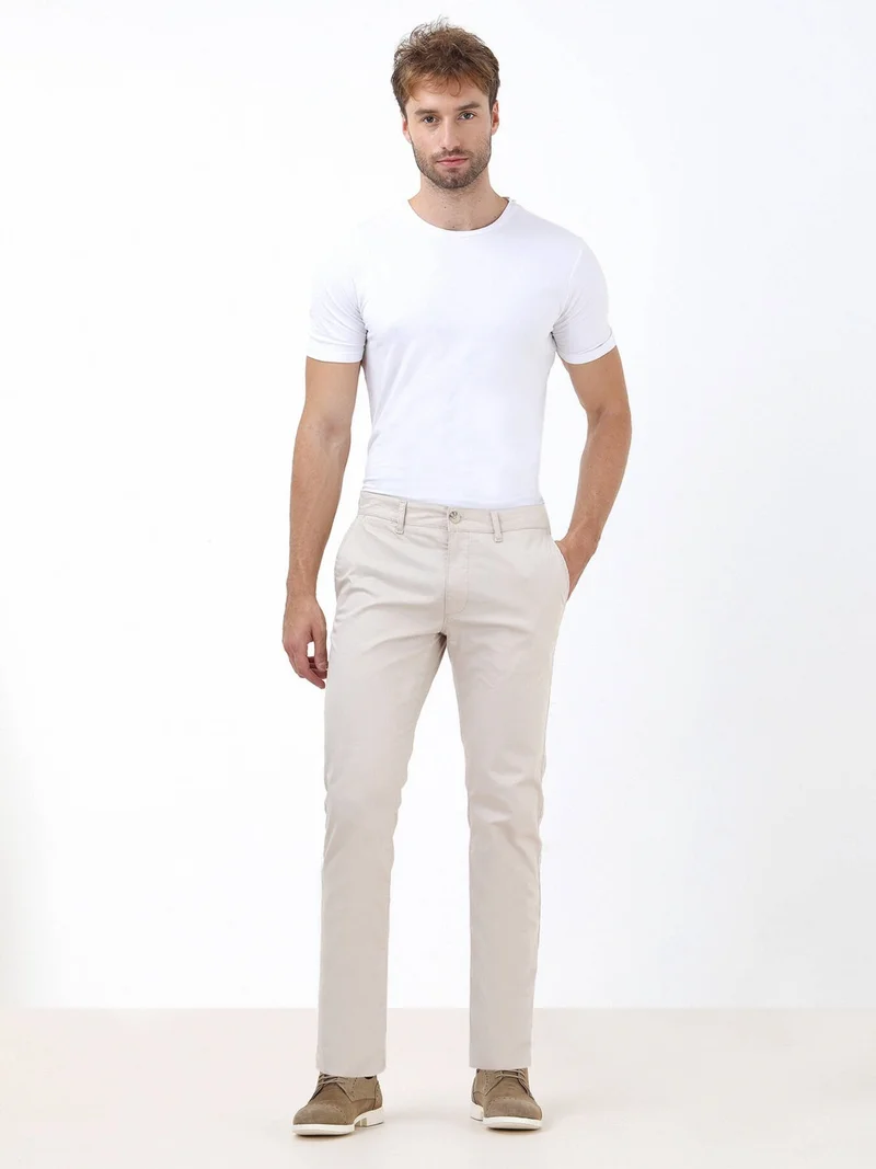 Kip Stone Plain Woven Slim Fit Casual Cotton Blend Trousers