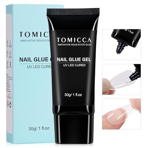 TOMICCA 4 in 1 Nail Glue for Press Ons 30g Gel Nail Glue Strong for Acrylic Nails Lamp Curing Needed UV - Image 1