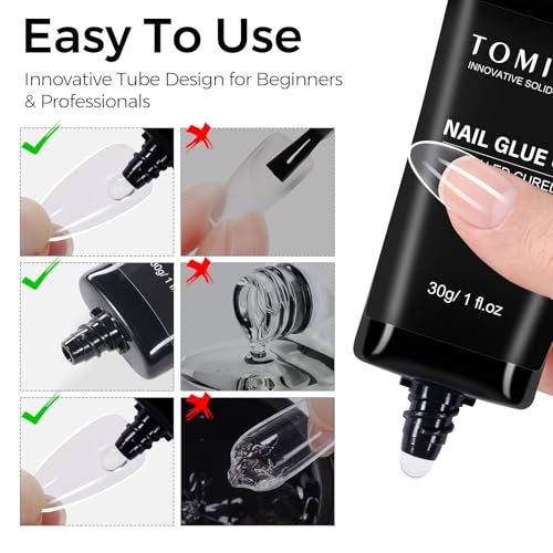 TOMICCA 4 in 1 Nail Glue for Press Ons 30g Gel Nail Glue Strong for Acrylic Nails Lamp Curing Needed UV - Image 5