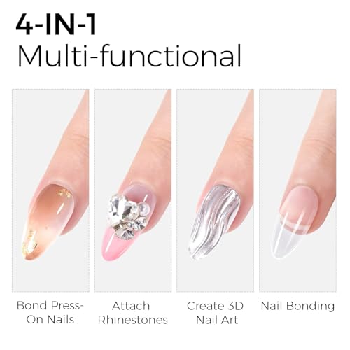 TOMICCA 4 in 1 Nail Glue for Press Ons 30g Gel Nail Glue Strong for Acrylic Nails Lamp Curing Needed UV - Image 3