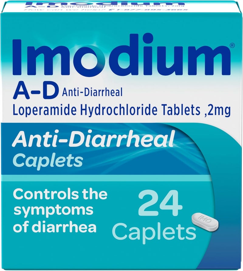 IMODIUM A-D Diarrhea Relief Caplets with Loperamide HCl, Anti-Diarrheal Medicine to Help Control Symptoms of Diarrhea Due to Acute, Traveler's Diarrhea, HSA/FSA Eligible, 24 ct - Image 1