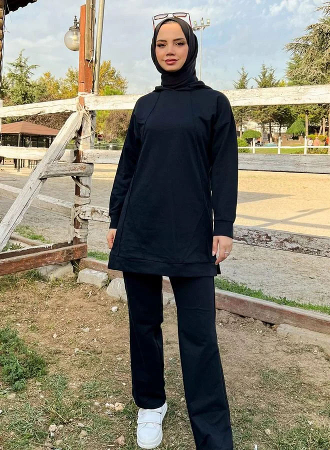 بي ويست Bwest Modest Longline Hooded Top Tracksuit Set