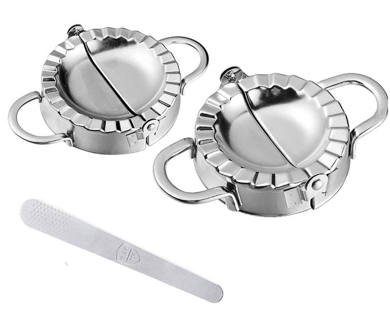 NIDY 2Pcs Dumpling Maker Dough Press Mould 1Pc Filling Spoon 16cm Stainless Steel Wrapper Dough Cutter Kitchen Tools for Dumpling Dough Stamp Cutter Pastry Pie Making Small 3 inch Large 375 inch - Image 2