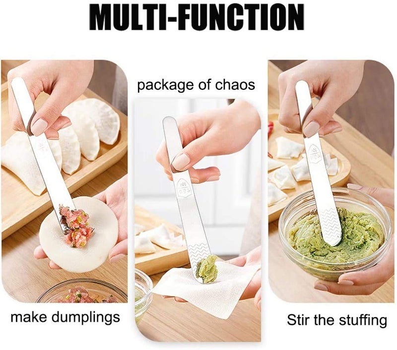 NIDY 2Pcs Dumpling Maker Dough Press Mould 1Pc Filling Spoon 16cm Stainless Steel Wrapper Dough Cutter Kitchen Tools for Dumpling Dough Stamp Cutter Pastry Pie Making Small 3 inch Large 375 inch - Image 4