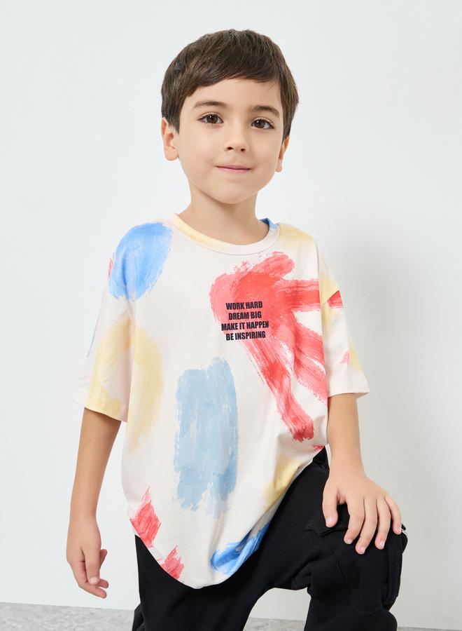 Styli Boys Slogan Print Oversized T-Shirt - Image 1