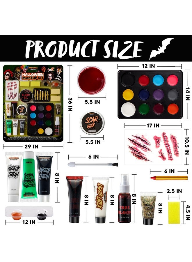 Spooktacular Creations Spooktacular Creations 25 PCS Halloween Family Makeup Kit, 12 Color Special Effect Face Body Paint, Costume Makeup, Zombie Cosplay, Wounds, Injuries & Blood for Halloween Party Supplies  - Image 3