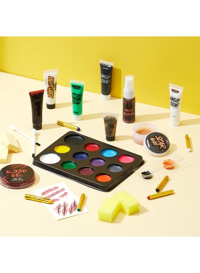 Spooktacular Creations Spooktacular Creations 25 PCS Halloween Family Makeup Kit, 12 Color Special Effect Face Body Paint, Costume Makeup, Zombie Cosplay, Wounds, Injuries & Blood for Halloween Party Supplies  - Image 5