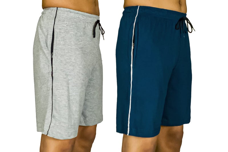 0-DEGREE Men's Regular Fit Shorts with Zip Pocket Blue Melange - Image 1