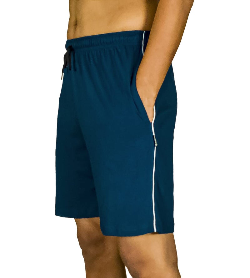 0-DEGREE Men's Regular Fit Shorts with Zip Pocket Blue Melange - Image 3