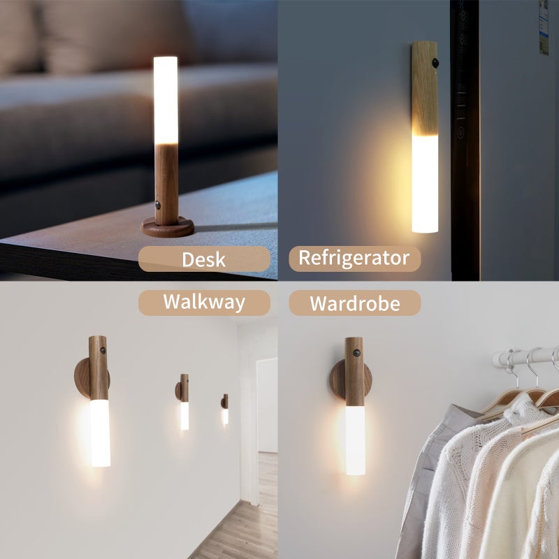 Motion Sensor Night Light: Brown 500mAh USB Rechargeable - Removable Magnetic Design LED Closet Light for Home Closets Cabinets Bedrooms - Image 3