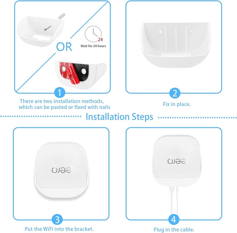 هولاكا حامل بدون مسامير للحائط لحامل شبكة Wi-Fi eero Pro 6+ ثلاثية النطاق، لا حاجة لأدوات، سهل التركيب، لا حاجة للحفر، مثبت بلاصق VHB قوي (1) - Image 4