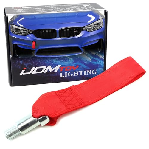 iJDMTOY Red High Strength Racing Tow Hook Strap Set Compatible with BMW 1 2 3 4 5 Series Front/Rear Bumper Towing Hole (Only F10 F11 F20 F21 F22 F30 F31 F32 F33 F80 F81 F82, NOT E90 E92 E60 BMWs) - Image 1