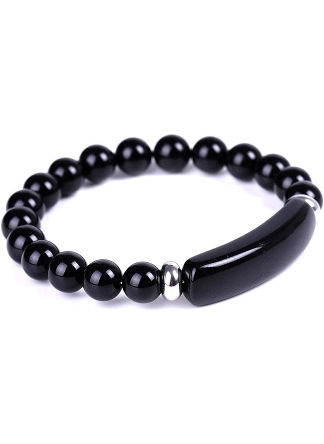 yongsheng Bracelet with Onyx Stone, Natural Gemstone Charm Stretch Bracelet Bracelet Handmade Stone Jewelry Elastic  - Image 3