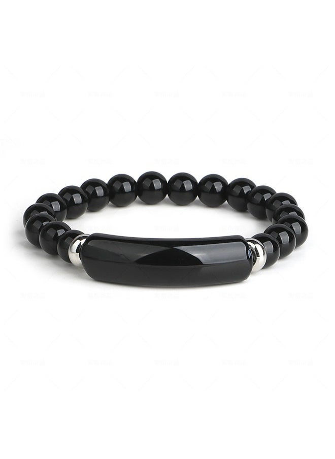 yongsheng Bracelet with Onyx Stone, Natural Gemstone Charm Stretch Bracelet Bracelet Handmade Stone Jewelry Elastic  - Image 1