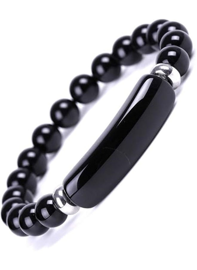 yongsheng Bracelet with Onyx Stone, Natural Gemstone Charm Stretch Bracelet Bracelet Handmade Stone Jewelry Elastic  - Image 2