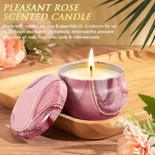 Qinline Birthday Gifts for Women Self Care Get Well Soon Gifts, Rose Relaxing Spa Gifts Box Care Package Basket w/ Luxury Flannel Blanket 40 oz Tumbler, Christmas Gifts Set for Mom Her Wife Girlfriend Sister - Image 5