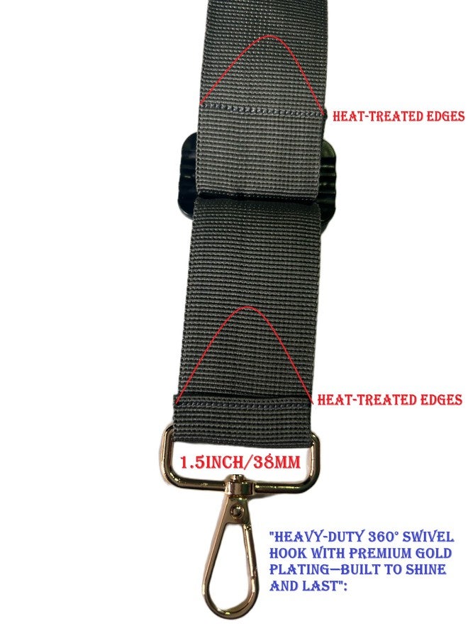 BASRI Durable Wide Strap, Bag Shoulder Strap, Adjustable Bag Shoulder Strap, Single-Shoulder Bag, Women's Crossbody Bag, Nylon Strap (Grey, 1.5 INCH) - Image 4