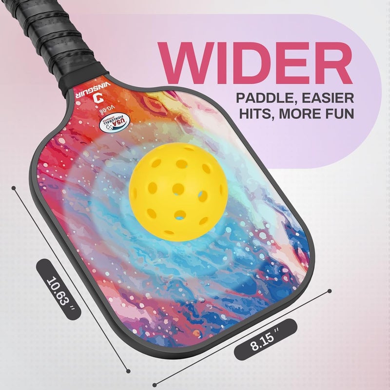 Mayboom Pickleball Paddles Set of 2 or 4, USAPA Approved Pickleball Paddles Set with 4 Pickle Balls and Carry Bag, Fiberglass Rackets 2 Pack Gifts for Beginners&Pros (Multicolor 2 Rackets) - Image 2